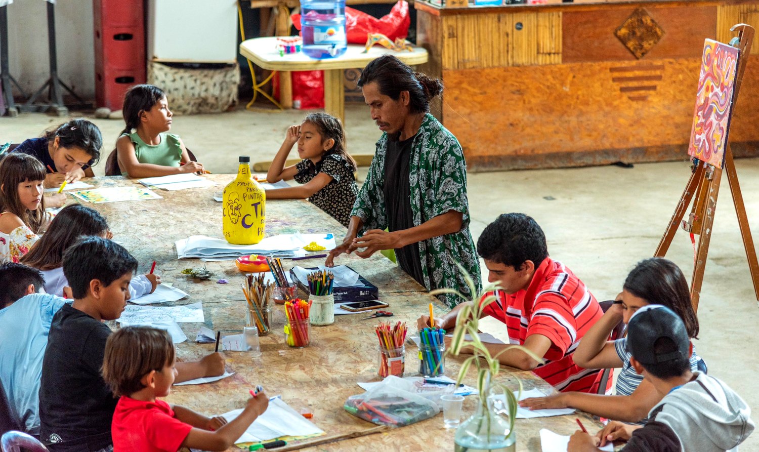 An art workshop with local children at Kapchay